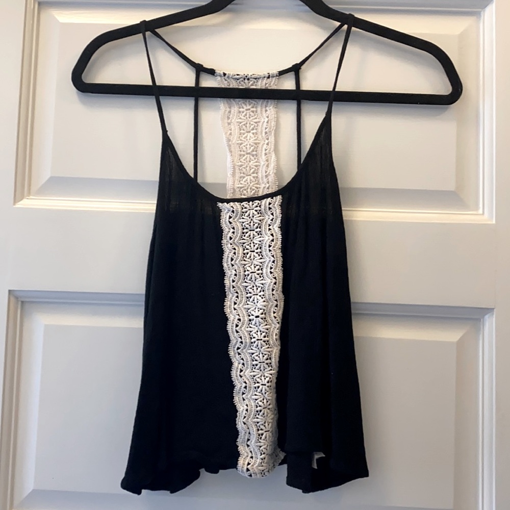 Black/white lace mini tank